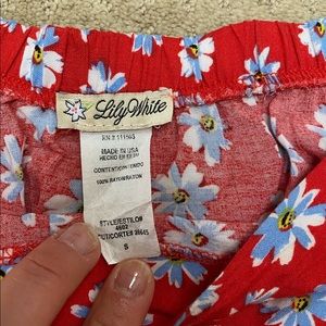 Red and blue flower skater skirt